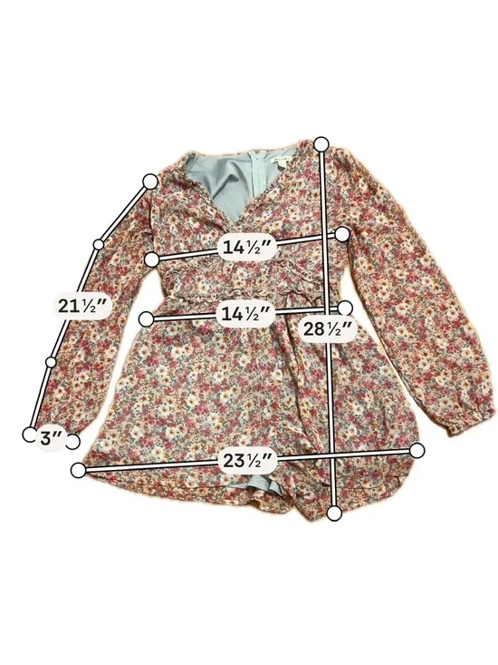 Miami Floral Long Sleeve Dress Boho Flowy Mini Spring Romantic Feminine S - Picture 8 of 8